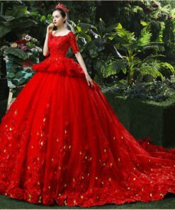 red wedding dress plus size 1199-004