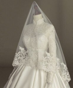satin high neck wedding dress 1201-002