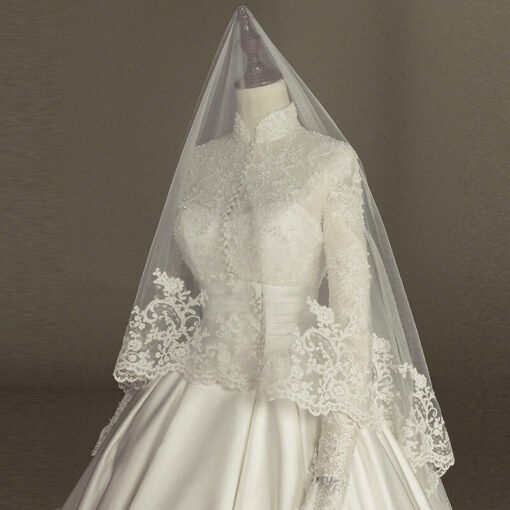 satin high neck wedding dress 1201-002