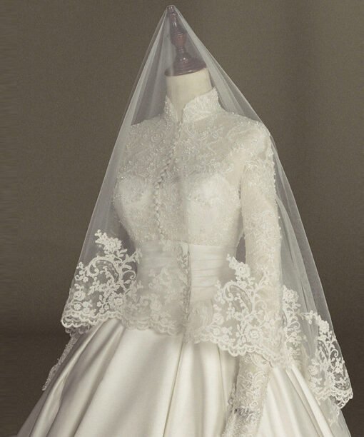 satin high neck wedding dress 1201-002