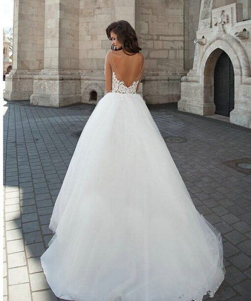 off the shoulder long sleeve wedding dress 1213-003