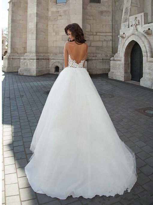 off the shoulder long sleeve wedding dress 1213-003
