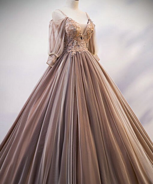 light brown quinceanera dress 1214-005