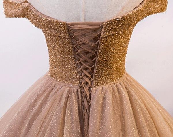 Off The Shoulder Quinceanera Dress Coffee Gold Sweet 15 Birthday Dress - Image 5