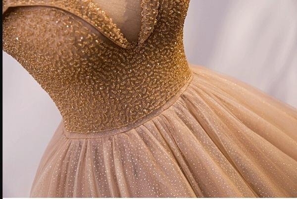 Off The Shoulder Quinceanera Dress Coffee Gold Sweet 15 Birthday Dress - Image 3