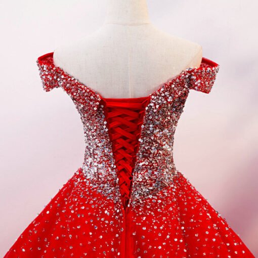 Red Quinceanera Dress Off The Shoulder Ball Gown Birthday Dress - Image 3