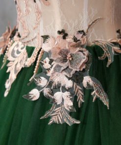 white and green quinceanera dress 1215-005