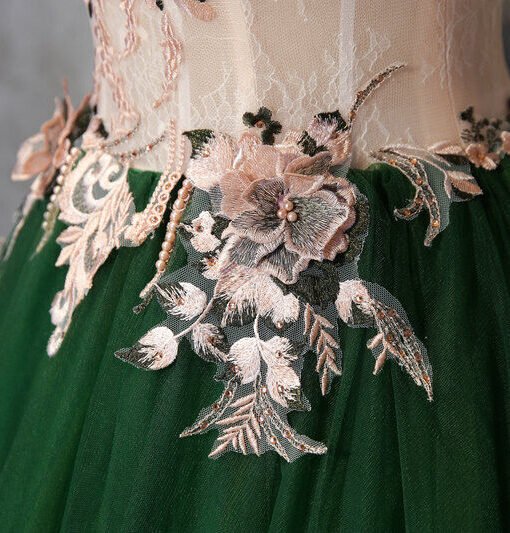 white and green quinceanera dress 1215-005