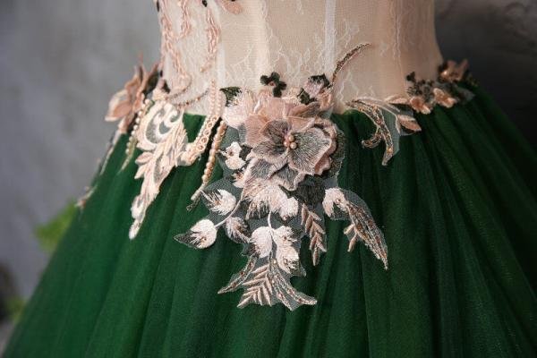 white and green quinceanera dress 1215-005