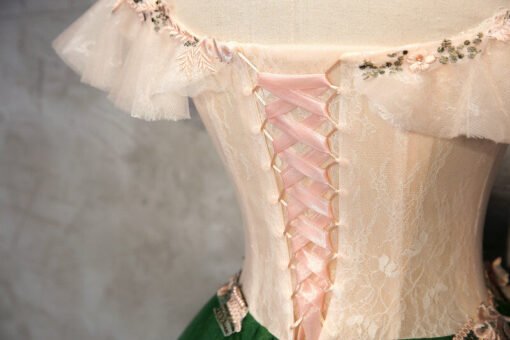 white and green quinceanera dress 1215-006