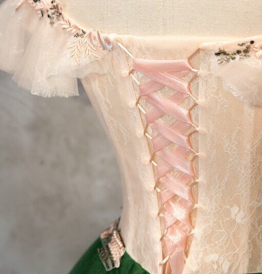 white and green quinceanera dress 1215-006