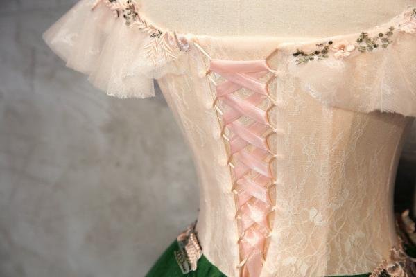 white and green quinceanera dress 1215-006