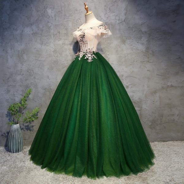 White And Green Quinceanera Dress Off The Shoulder Birthday Dress - Image 8
