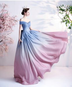 blue and pink prom dress 1226-002