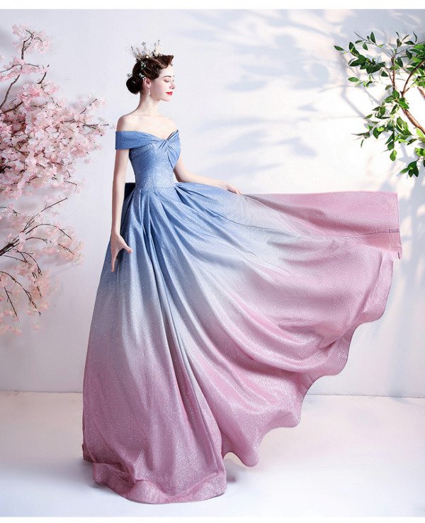 blue and pink prom dress 1226-002