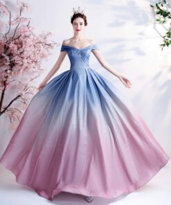 blue and pink prom dress 1226-006