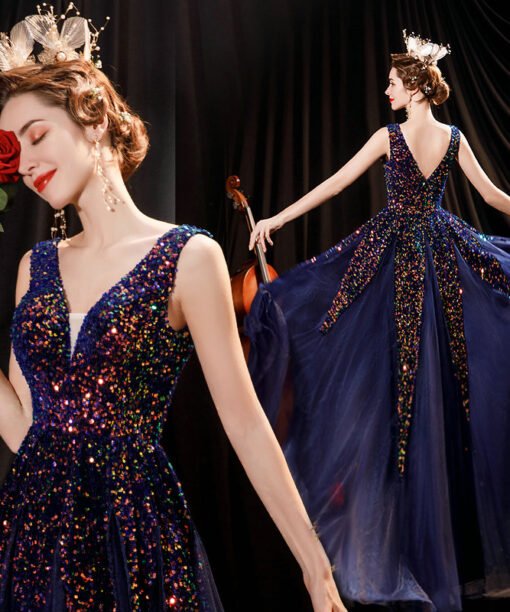 cheap blue prom dress 1233-002