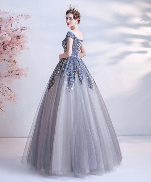 grey and blue dress 1231-004