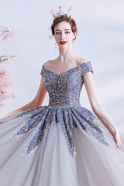grey and blue dress 1231-005