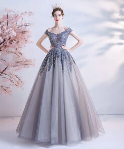 grey and blue dress 1231-006