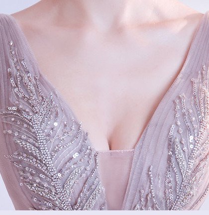 grey pink prom dress 1237-001
