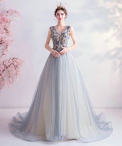 light blue open back prom dress 1229-003