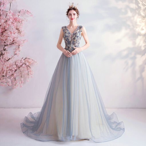 light blue open back prom dress 1229-003