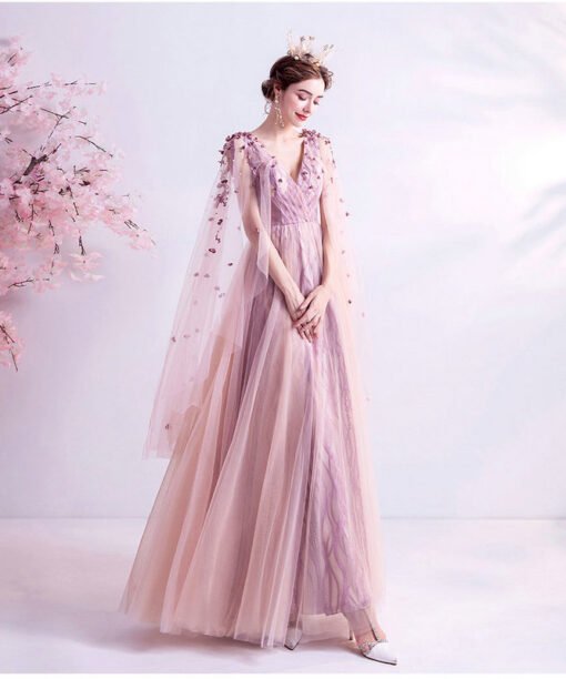 pink a line prom dress 1228-002