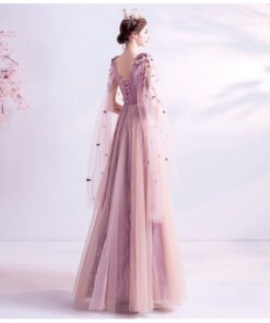 pink a line prom dress 1228-003