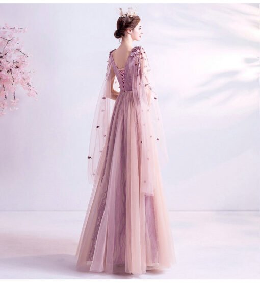 pink a line prom dress 1228-003