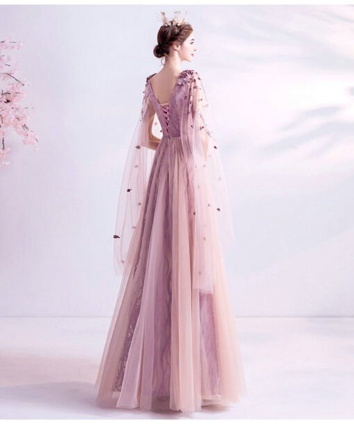 pink a line prom dress 1228-003