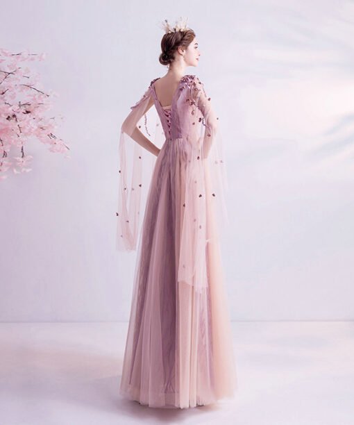 pink a line prom dress 1228-004