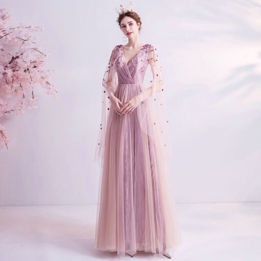 pink a line prom dress 1228-005