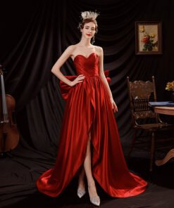 satin red prom dress 1234-001