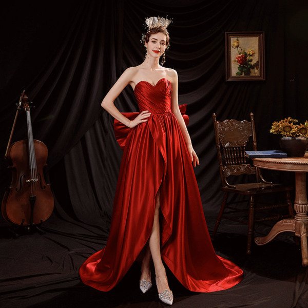 satin red prom dress 1234-001