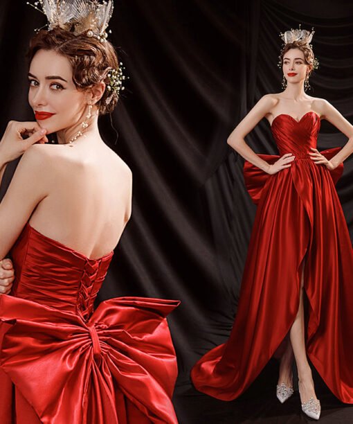 satin red prom dress 1234-004