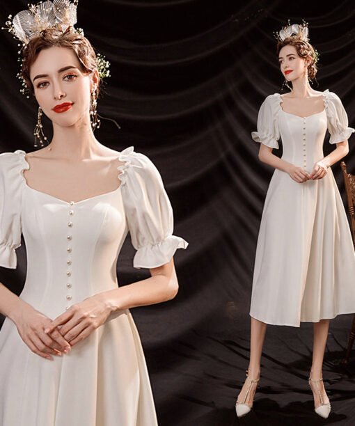 white short cocktail dress 1235-004