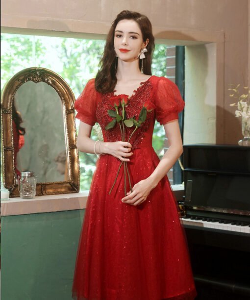 red cocktail party dress 1241-005