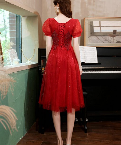 red cocktail party dress 1241-006