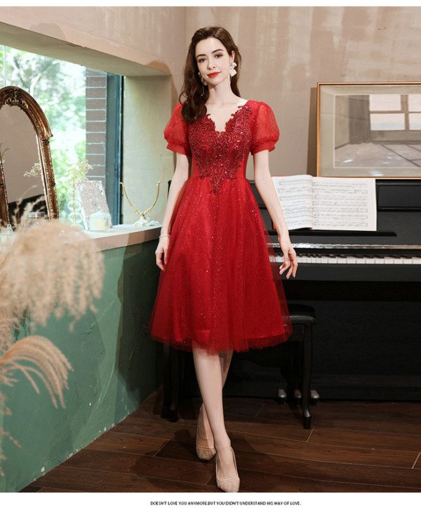red cocktail party dress 1241-008