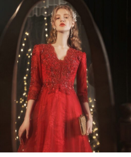 red short formal dress 1243-004