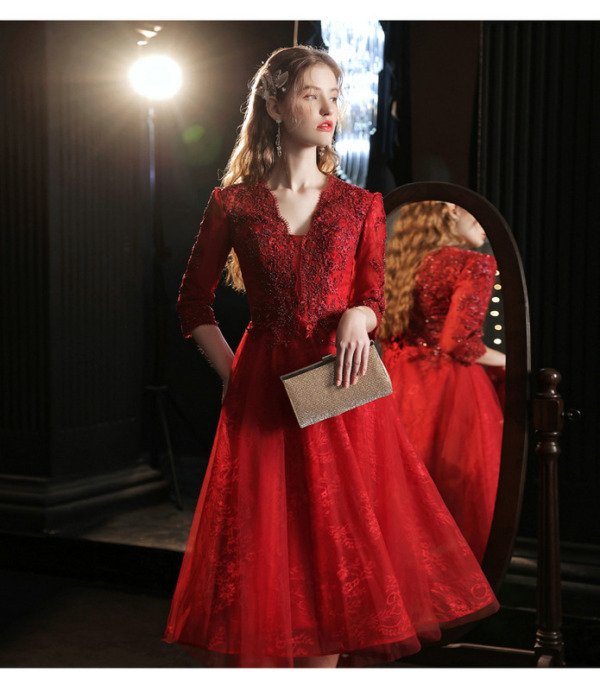 red short formal dress 1243-006