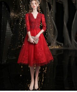 red short formal dress 1243-009