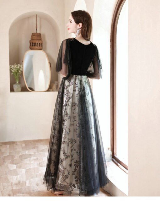 black lace prom dress 1268-004
