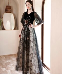 black lace prom dress 1268-005