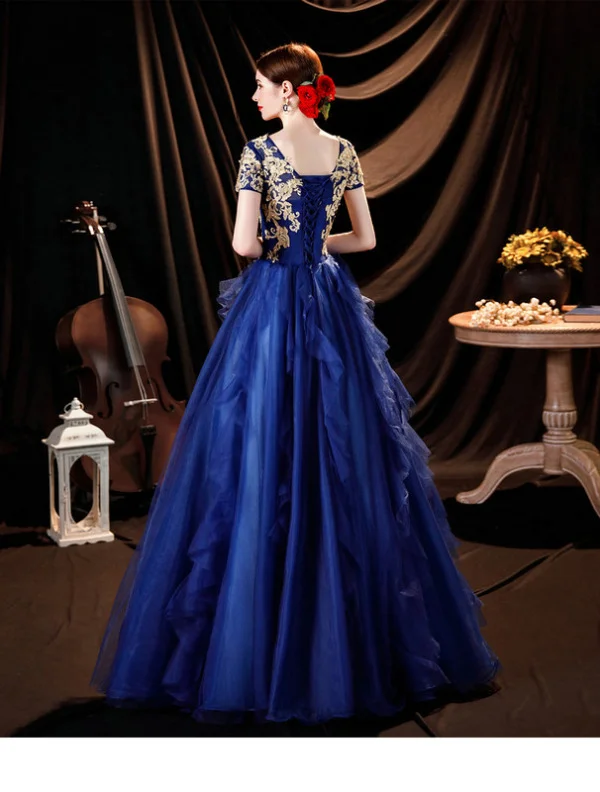 gold and blue prom dress 1277-004