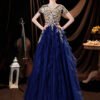 gold and blue prom dress 1277-008