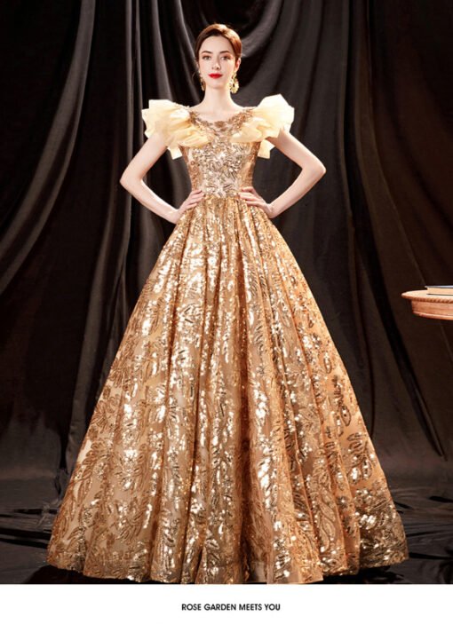 gold quinceanera dress 1260-007