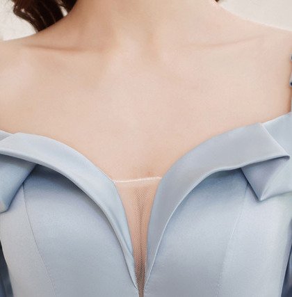 light blue satin prom dress 1273-001