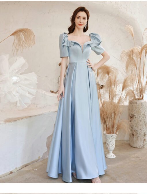 light blue satin prom dress 1273-006